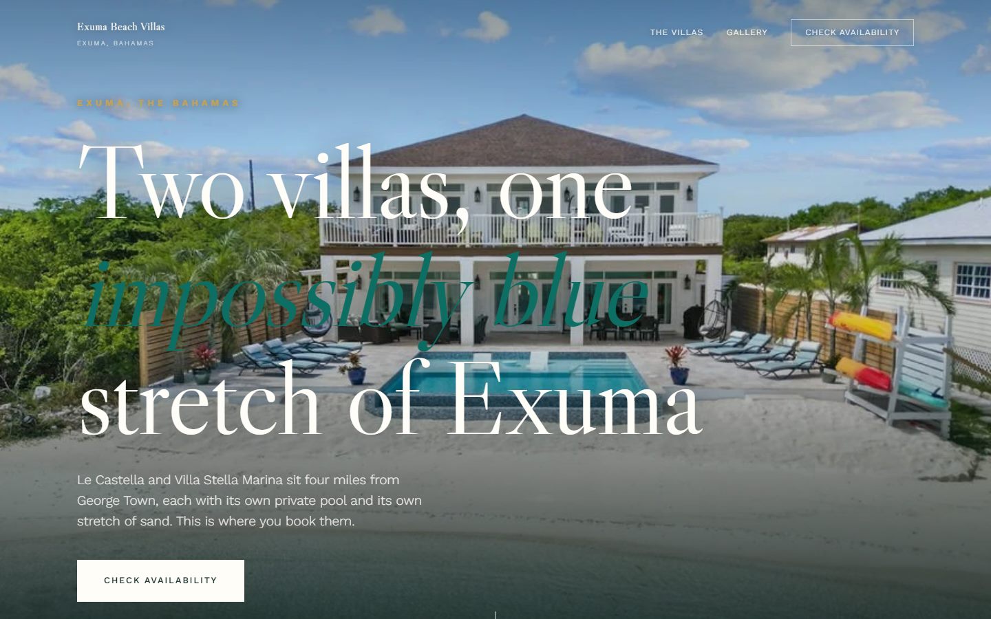 Exuma Beach Villas website concept