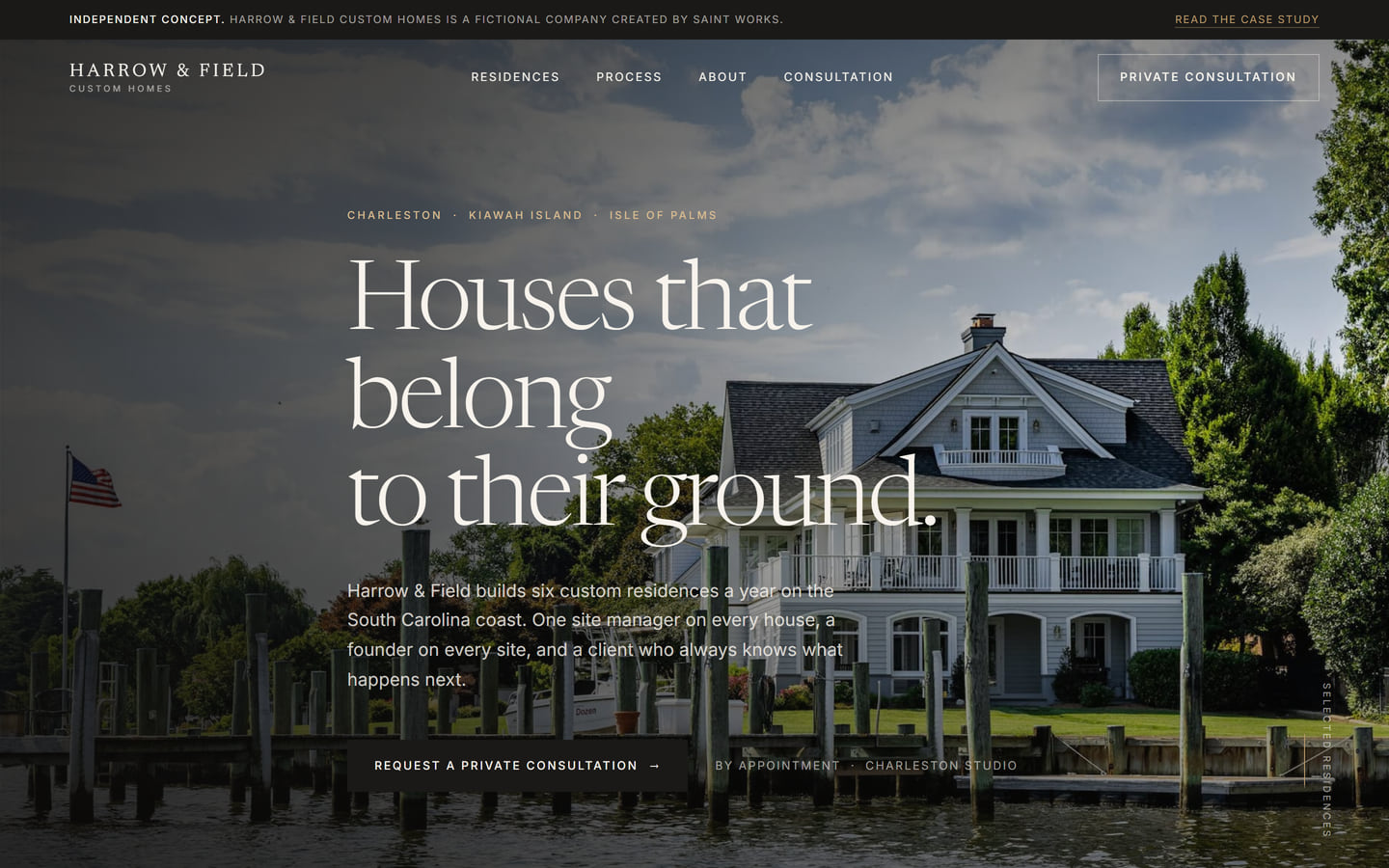 Harrow and Field custom homes concept site
