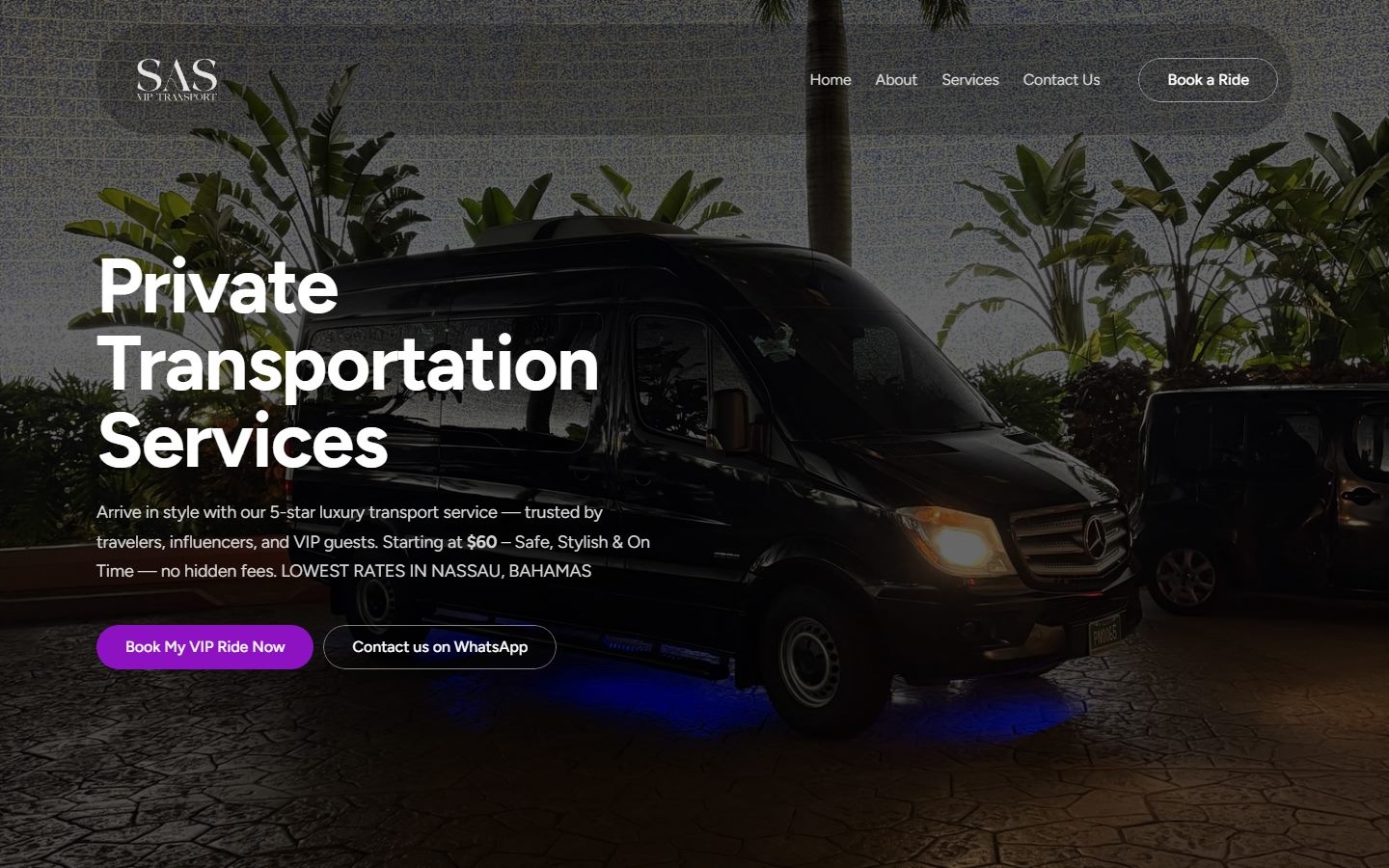 SAS VIP Transport website