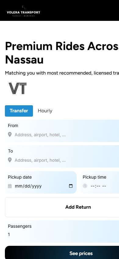 Volera Transport website on mobile